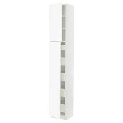 Ikea Sektion / Maximera High Cabinet With 2 Doors/shelves/5 Drawers, White Enköping/white Wood Effect, 15
