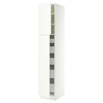 Ikea Sektion / Maximera High Cabinet With 2 Doors/shelves/5 Drawers, White/aspudden Matte White, 18x24x90