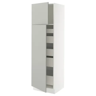 Ikea Sektion / Maximera High Cabinet With 2 Doors/shelves/5 Drawers, White/havstorp Light Gray, 24x24x80 