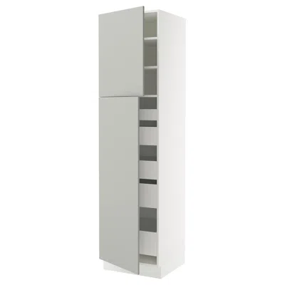 Ikea Sektion / Maximera High Cabinet With 2 Doors/shelves/5 Drawers, White/havstorp Light Gray, 24x24x90 