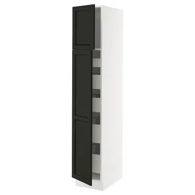Ikea Sektion / Maximera High Cabinet With 2 Doors/shelves/5 Drawers, White/lerhyttan Black Stained, 15x24