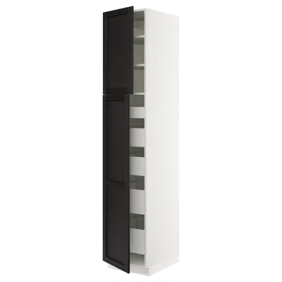 Ikea Sektion / Maximera High Cabinet With 2 Doors/shelves/5 Drawers, White/lerhyttan Black Stained, 18x24