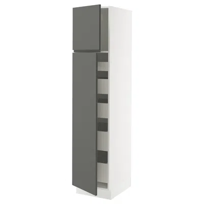 Ikea Sektion / Maximera High Cabinet With 2 Doors/shelves/5 Drawers, White/voxtorp Dark Gray, 18x24x80 "