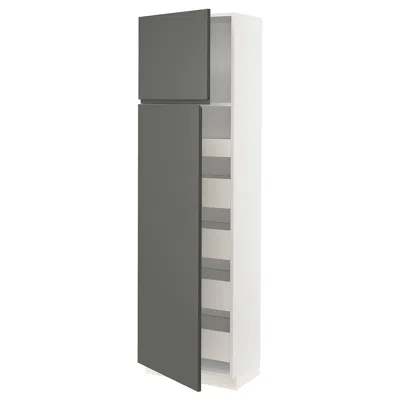 Ikea Sektion / Maximera High Cabinet With 2 Doors/shelves/5 Drawers, White/voxtorp Dark Gray, 24x15x80 "