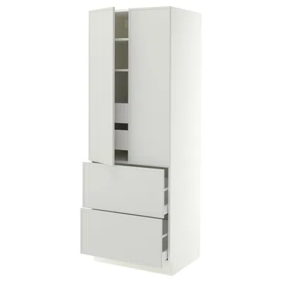 Ikea Sektion / Maximera High Cabinet With 2drs/2 Fronts/4 Drawers, White/aspudden Light Gray, 30x24x80 "