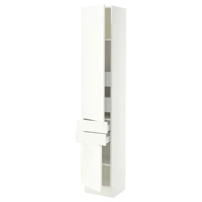 Ikea Sektion / Maximera High Cabinet With 2drs/2 Fronts/4 Drawers, White/aspudden Matte White, 15x15x80 "