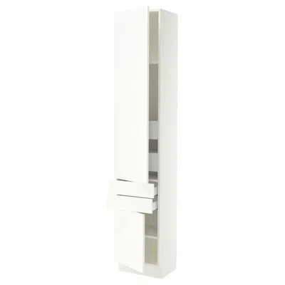 Ikea Sektion / Maximera High Cabinet With 2drs/2 Fronts/4 Drawers, White/aspudden Matte White, 18x15x90 "