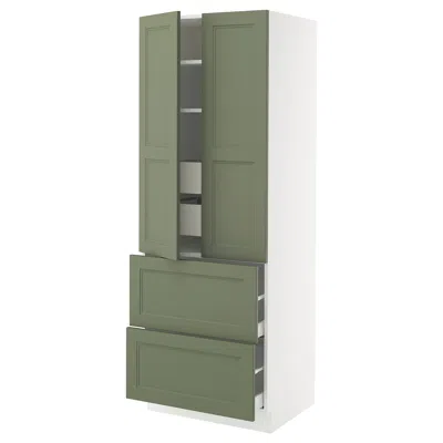 Ikea Sektion / Maximera High Cabinet With 2drs/2 Fronts/4 Drawers, White/axstad Gray-green, 30x24x80 "