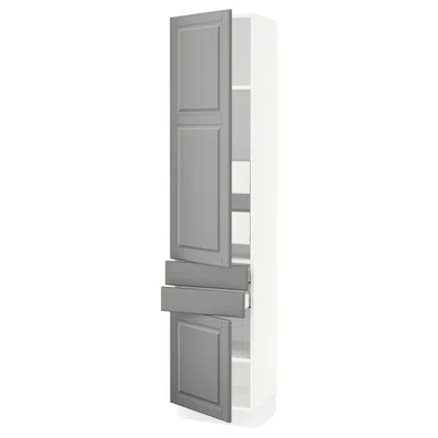 Ikea Sektion / Maximera High Cabinet With 2drs/2 Fronts/4 Drawers, White/bodbyn Gray, 18x15x80 "