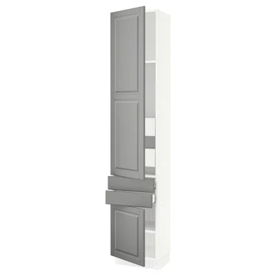 Ikea Sektion / Maximera High Cabinet With 2drs/2 Fronts/4 Drawers, White/bodbyn Gray, 18x15x90 "