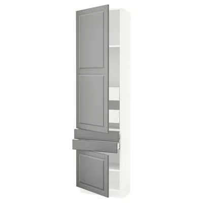 Ikea Sektion / Maximera High Cabinet With 2drs/2 Fronts/4 Drawers, White/bodbyn Gray, 24x15x90 "