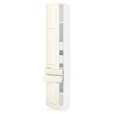 Ikea Sektion / Maximera High Cabinet With 2drs/2 Fronts/4 Drawers, White/bodbyn Off-white, 15x15x80 " In Neutral