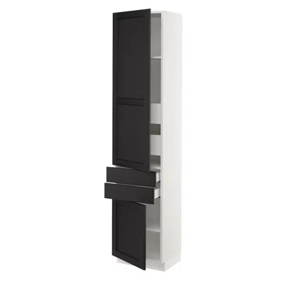 Ikea Sektion / Maximera High Cabinet With 2drs/2 Fronts/4 Drawers, White/lerhyttan Black Stained, 18x15x8