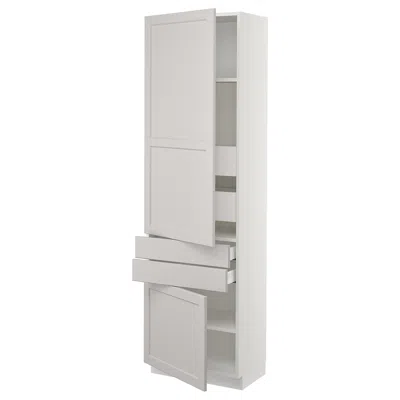Ikea Sektion / Maximera High Cabinet With 2drs/2 Fronts/4 Drawers, White/lerhyttan Light Gray, 24x15x80 "