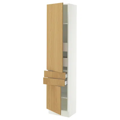 Ikea Sektion / Maximera High Cabinet With 2drs/2 Fronts/4 Drawers, White/sinarp Oak Veneer, 18x15x80 "