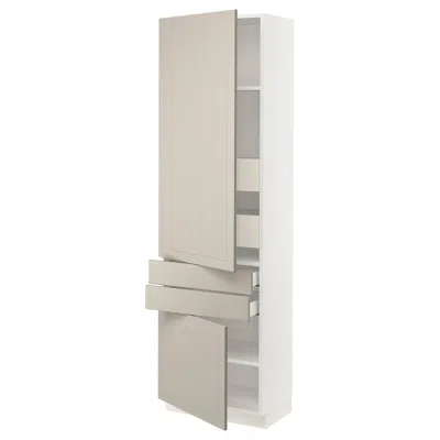 Ikea Sektion / Maximera High Cabinet With 2drs/2 Fronts/4 Drawers, White/stensund Beige, 24x15x80 " In Gray