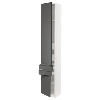 Ikea Sektion / Maximera High Cabinet With 2drs/2 Fronts/4 Drawers, White/voxtorp Dark Gray, 15x15x90 "