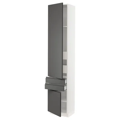 Ikea Sektion / Maximera High Cabinet With 2drs/2 Fronts/4 Drawers, White/voxtorp Dark Gray, 18x15x90 "