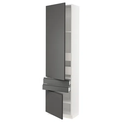 Ikea Sektion / Maximera High Cabinet With 2drs/2 Fronts/4 Drawers, White/voxtorp Dark Gray, 24x15x90 "