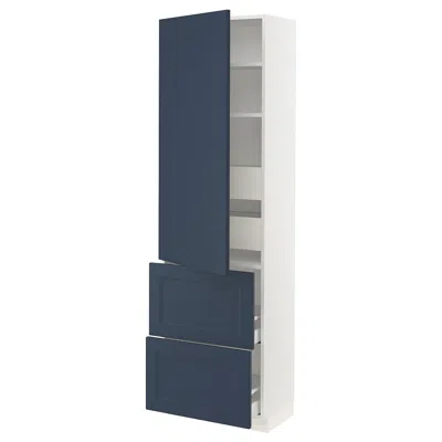 Ikea Sektion / Maximera High Cabinet With Door/2 Fronts/4 Drawers, White Axstad/matte Blue, 24x15x80 "