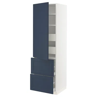 Ikea Sektion / Maximera High Cabinet With Door/2 Fronts/4 Drawers, White Axstad/matte Blue, 24x24x80 "