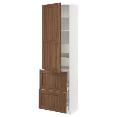 Ikea Sektion / Maximera High Cabinet With Door/2 Fronts/4 Drawers, White Enköping/brown Walnut Effect, 24