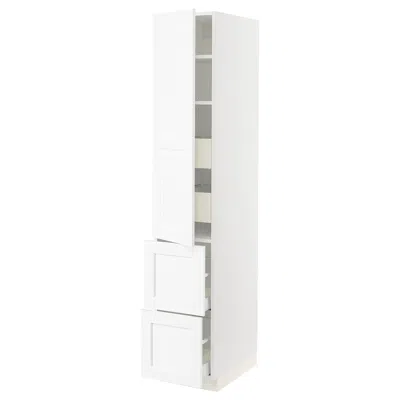 Ikea Sektion / Maximera High Cabinet With Door/2 Fronts/4 Drawers, White Enköping/white Wood Effect, 15x2