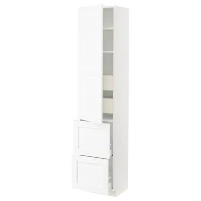 Ikea Sektion / Maximera High Cabinet With Door/2 Fronts/4 Drawers, White Enköping/white Wood Effect, 18x1