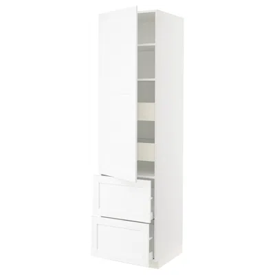 Ikea Sektion / Maximera High Cabinet With Door/2 Fronts/4 Drawers, White Enköping/white Wood Effect, 24x2