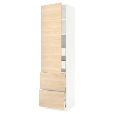 Ikea Sektion / Maximera High Cabinet With Door/2 Fronts/4 Drawers, White/askersund Light Ash Effect, 24x2 In Nude