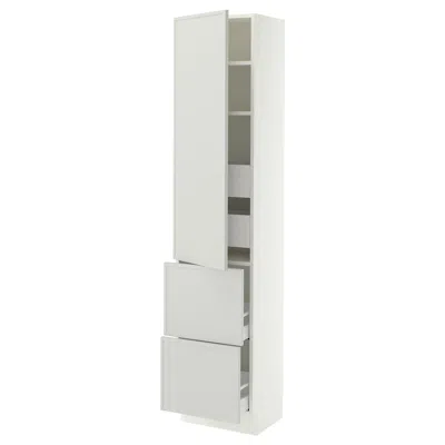 Ikea Sektion / Maximera High Cabinet With Door/2 Fronts/4 Drawers, White/aspudden Light Gray, 18x15x80 "