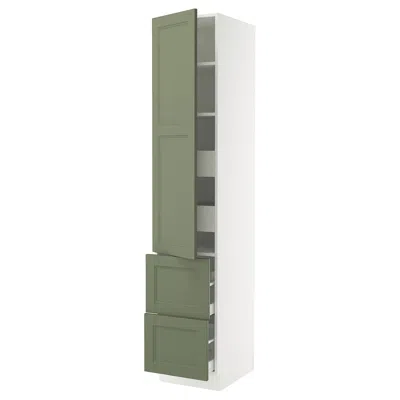 Ikea Sektion / Maximera High Cabinet With Door/2 Fronts/4 Drawers, White/axstad Gray-green, 18x24x90 "