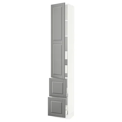 Ikea Sektion / Maximera High Cabinet With Door/2 Fronts/4 Drawers, White/bodbyn Gray, 15x15x90 "