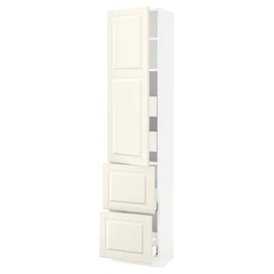 Ikea Sektion / Maximera High Cabinet With Door/2 Fronts/4 Drawers, White/bodbyn Off-white, 18x15x80 "