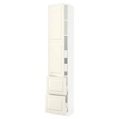 Ikea Sektion / Maximera High Cabinet With Door/2 Fronts/4 Drawers, White/bodbyn Off-white, 18x15x90 "