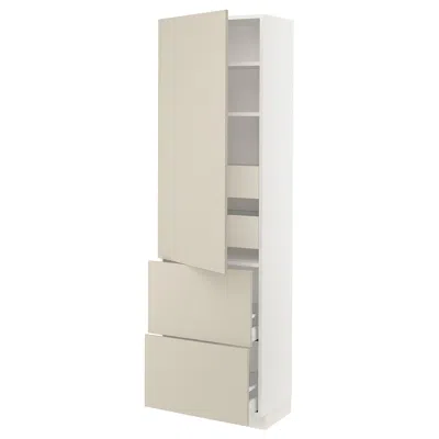 Ikea Sektion / Maximera High Cabinet With Door/2 Fronts/4 Drawers, White/havstorp Beige, 24x15x80 " In Gray