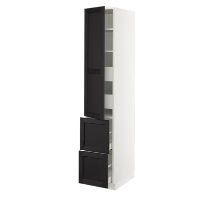 Ikea Sektion / Maximera High Cabinet With Door/2 Fronts/4 Drawers, White/lerhyttan Black Stained, 15x24x8