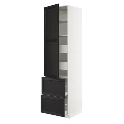 Ikea Sektion / Maximera High Cabinet With Door/2 Fronts/4 Drawers, White/lerhyttan Black Stained, 24x24x9