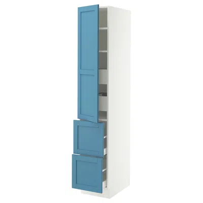 Ikea Sektion / Maximera High Cabinet With Door/2 Fronts/4 Drawers, White/lerhyttan Blue, 15x24x80 "