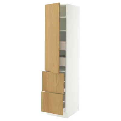 Ikea Sektion / Maximera High Cabinet With Door/2 Fronts/4 Drawers, White/sinarp Oak Veneer, 18x24x80 "