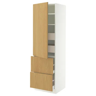 Ikea Sektion / Maximera High Cabinet With Door/2 Fronts/4 Drawers, White/sinarp Oak Veneer, 24x24x80 "
