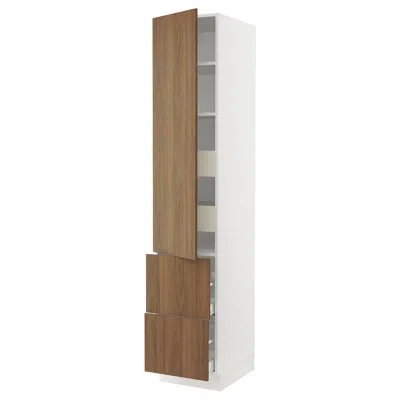 Ikea Sektion / Maximera High Cabinet With Door/2 Fronts/4 Drawers, White/tistorp Brown Walnut Effect, 18x