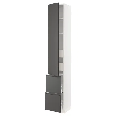 Ikea Sektion / Maximera High Cabinet With Door/2 Fronts/4 Drawers, White/voxtorp Dark Gray, 15x15x90 "