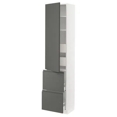 Ikea Sektion / Maximera High Cabinet With Door/2 Fronts/4 Drawers, White/voxtorp Dark Gray, 18x15x80 "