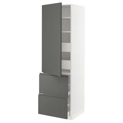 Ikea Sektion / Maximera High Cabinet With Door/2 Fronts/4 Drawers, White/voxtorp Dark Gray, 24x24x80 "