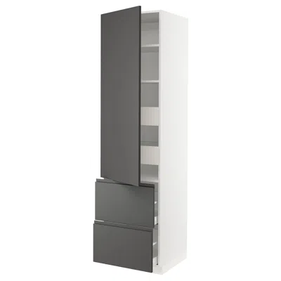Ikea Sektion / Maximera High Cabinet With Door/2 Fronts/4 Drawers, White/voxtorp Dark Gray, 24x24x90 "