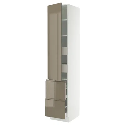 Ikea Sektion / Maximera High Cabinet With Door/2 Fronts/4 Drawers, White/voxtorp High-gloss Dark Grey-bro