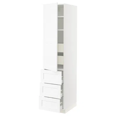 Ikea Sektion / Maximera High Cabinet With Door/3 Fronts/5 Drawers, White Enköping/white Wood Effect, 18x2