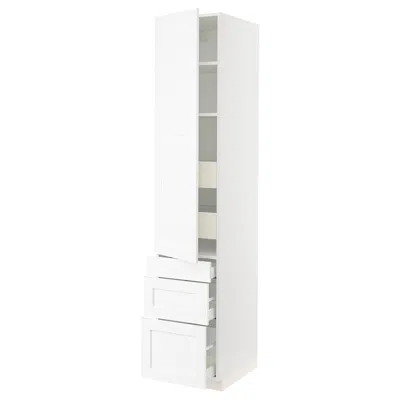 Ikea Sektion / Maximera High Cabinet With Door/3 Fronts/5 Drawers, White Enköping/white Wood Effect, 18x2