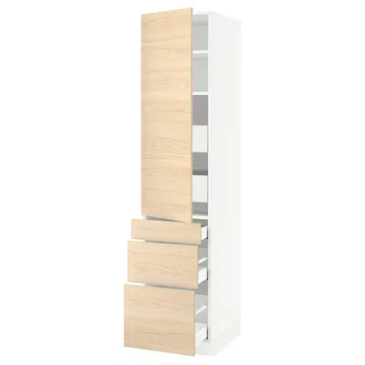 Ikea Sektion / Maximera High Cabinet With Door/3 Fronts/5 Drawers, White/askersund Light Ash Effect, 18x2